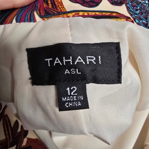 Tahari ASL Printed 1 Button Blazer Womens 12 Wild Berry Tropical Floral Office - Picture 6 of 15
